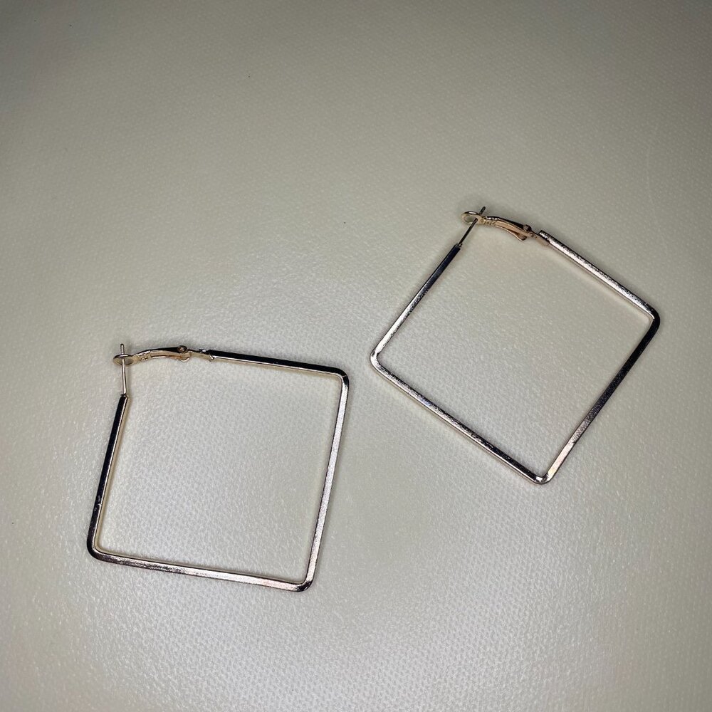 Large Square Hoop Earrings - Geometric Minimalist… - image 5